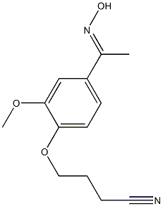 4-{4-[(1E)-N-hydroxyethanimidoyl]-2-methoxyphenoxy}butanenitrile Struktur