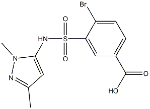 4-bromo-3-[(1,3-dimethyl-1H-pyrazol-5-yl)sulfamoyl]benzoic acid Struktur