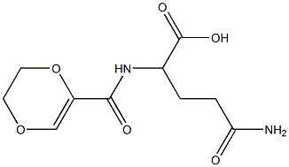 4-carbamoyl-2-(5,6-dihydro-1,4-dioxin-2-ylformamido)butanoic acid Struktur