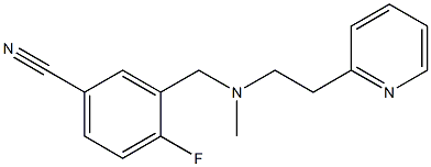 4-fluoro-3-({methyl[2-(pyridin-2-yl)ethyl]amino}methyl)benzonitrile Struktur