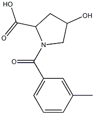 4-hydroxy-1-(3-methylbenzoyl)pyrrolidine-2-carboxylic acid Struktur