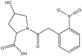 4-hydroxy-1-[(2-nitrophenyl)acetyl]pyrrolidine-2-carboxylic acid Struktur