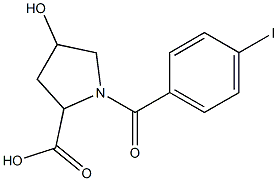 4-hydroxy-1-[(4-iodophenyl)carbonyl]pyrrolidine-2-carboxylic acid Struktur