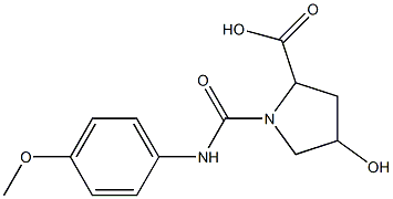 4-hydroxy-1-{[(4-methoxyphenyl)amino]carbonyl}pyrrolidine-2-carboxylic acid Struktur