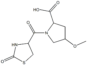 4-methoxy-1-[(2-oxo-1,3-thiazolidin-4-yl)carbonyl]pyrrolidine-2-carboxylic acid Struktur