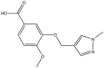 4-methoxy-3-[(1-methyl-1H-pyrazol-4-yl)methoxy]benzoic acid Struktur