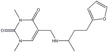 5-({[4-(furan-2-yl)butan-2-yl]amino}methyl)-1,3-dimethyl-1,2,3,4-tetrahydropyrimidine-2,4-dione Struktur