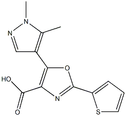 5-(1,5-dimethyl-1H-pyrazol-4-yl)-2-(thiophen-2-yl)-1,3-oxazole-4-carboxylic acid Struktur