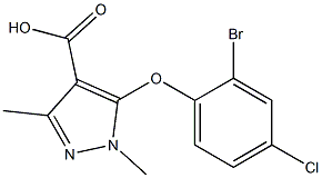 5-(2-bromo-4-chlorophenoxy)-1,3-dimethyl-1H-pyrazole-4-carboxylic acid Struktur