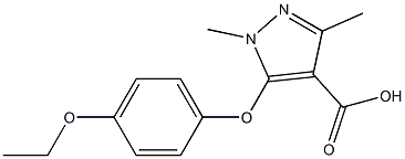 5-(4-ethoxyphenoxy)-1,3-dimethyl-1H-pyrazole-4-carboxylic acid Struktur