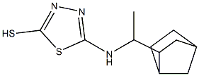 5-[(1-{bicyclo[2.2.1]heptan-2-yl}ethyl)amino]-1,3,4-thiadiazole-2-thiol Struktur