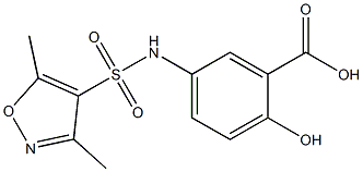 5-[(3,5-dimethyl-1,2-oxazole-4-)sulfonamido]-2-hydroxybenzoic acid Struktur