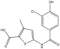 5-[(3-chloro-4-hydroxybenzene)amido]-3-methylthiophene-2-carboxylic acid Struktur