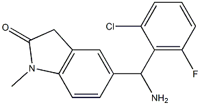 5-[amino(2-chloro-6-fluorophenyl)methyl]-1-methyl-2,3-dihydro-1H-indol-2-one Struktur