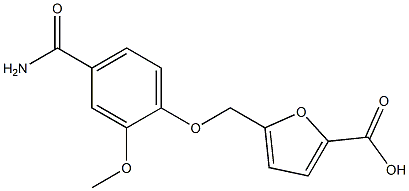 5-{[4-(aminocarbonyl)-2-methoxyphenoxy]methyl}-2-furoic acid Struktur