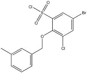 5-bromo-3-chloro-2-[(3-methylphenyl)methoxy]benzene-1-sulfonyl chloride Struktur