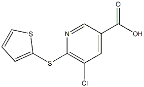 5-chloro-6-(thiophen-2-ylsulfanyl)pyridine-3-carboxylic acid Struktur