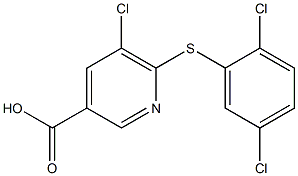 5-chloro-6-[(2,5-dichlorophenyl)sulfanyl]pyridine-3-carboxylic acid Struktur