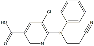 5-chloro-6-[(2-cyanoethyl)(phenyl)amino]pyridine-3-carboxylic acid Struktur