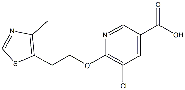 5-chloro-6-[2-(4-methyl-1,3-thiazol-5-yl)ethoxy]pyridine-3-carboxylic acid Struktur