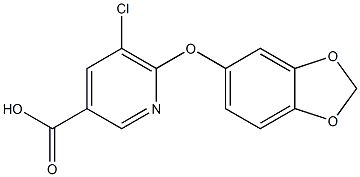 6-(2H-1,3-benzodioxol-5-yloxy)-5-chloropyridine-3-carboxylic acid Struktur