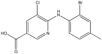 6-[(2-bromo-4-methylphenyl)amino]-5-chloropyridine-3-carboxylic acid Struktur