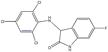 6-fluoro-3-[(2,4,6-trichlorophenyl)amino]-2,3-dihydro-1H-indol-2-one Struktur