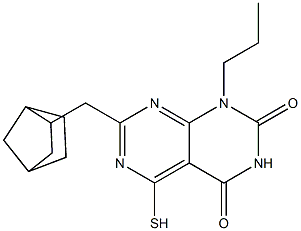 7-(bicyclo[2.2.1]hept-2-ylmethyl)-5-mercapto-1-propylpyrimido[4,5-d]pyrimidine-2,4(1H,3H)-dione Struktur