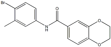 N-(4-bromo-3-methylphenyl)-2,3-dihydro-1,4-benzodioxine-6-carboxamide Struktur