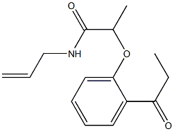 N-(prop-2-en-1-yl)-2-(2-propanoylphenoxy)propanamide Struktur