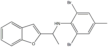 N-[1-(1-benzofuran-2-yl)ethyl]-2,6-dibromo-4-methylaniline Struktur