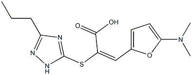 2-Propenoic  acid,  3-[5-(dimethylamino)-2-furanyl]-2-[(3-propyl-1H-1,2,4-triazol-5-yl)thio]-,  (2E)- Struktur