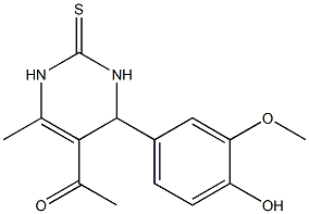 1-[4-(4-hydroxy-3-methoxyphenyl)-6-methyl-2-thioxo-1,2,3,4-tetrahydro-5-pyrimidinyl]ethanone Struktur