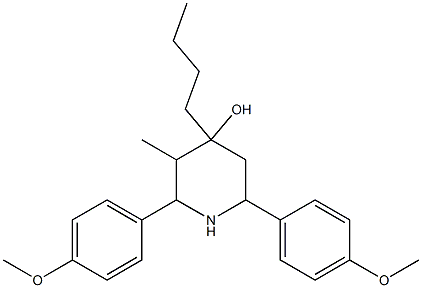 4-butyl-2,6-bis(4-methoxyphenyl)-3-methyl-4-piperidinol Struktur