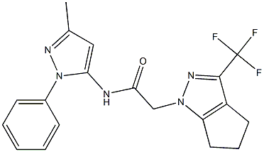 N-(3-methyl-1-phenyl-1H-pyrazol-5-yl)-2-(3-(trifluoromethyl)-5,6-dihydrocyclopenta[c]pyrazol-1(4H)-yl)acetamide Struktur