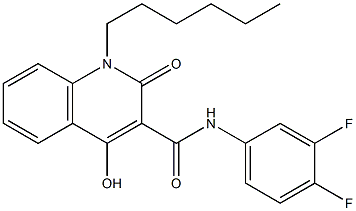 N-(3,4-difluorophenyl)-1-hexyl-4-hydroxy-2-oxo-1,2-dihydro-3-quinolinecarboxamide Struktur