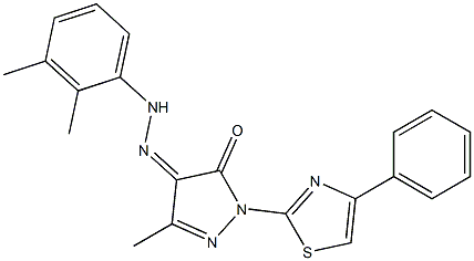 3-methyl-1-(4-phenyl-1,3-thiazol-2-yl)-1H-pyrazole-4,5-dione 4-[(2,3-dimethylphenyl)hydrazone] Struktur