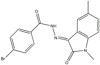 4-bromo-N'-(1,5-dimethyl-2-oxo-1,2-dihydro-3H-indol-3-ylidene)benzohydrazide Struktur