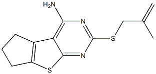 2-[(2-methyl-2-propenyl)sulfanyl]-6,7-dihydro-5H-cyclopenta[4,5]thieno[2,3-d]pyrimidin-4-amine Struktur