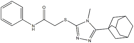 2-{[5-(1-adamantyl)-4-methyl-4H-1,2,4-triazol-3-yl]sulfanyl}-N-phenylacetamide Struktur