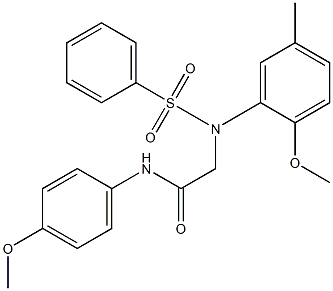 2-[2-methoxy-5-methyl(phenylsulfonyl)anilino]-N-(4-methoxyphenyl)acetamide Struktur