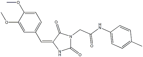 2-[4-(3,4-dimethoxybenzylidene)-2,5-dioxo-1-imidazolidinyl]-N-(4-methylphenyl)acetamide Struktur