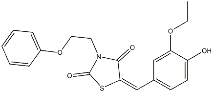 5-(3-ethoxy-4-hydroxybenzylidene)-3-(2-phenoxyethyl)-1,3-thiazolidine-2,4-dione Struktur