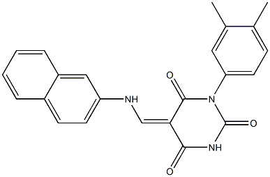 1-(3,4-dimethylphenyl)-5-[(2-naphthylamino)methylene]-2,4,6(1H,3H,5H)-pyrimidinetrione Struktur