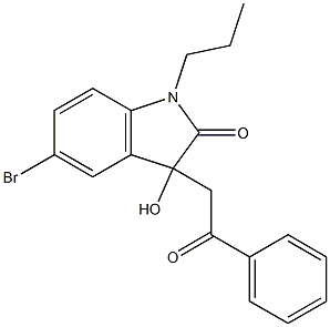 5-bromo-3-hydroxy-3-(2-oxo-2-phenylethyl)-1-propyl-1,3-dihydro-2H-indol-2-one Struktur