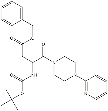 benzyl 3-[(tert-butoxycarbonyl)amino]-4-oxo-4-[4-(2-pyridinyl)-1-piperazinyl]butanoate Struktur