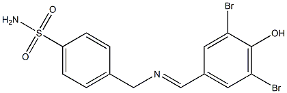 4-{[(3,5-dibromo-4-hydroxybenzylidene)amino]methyl}benzenesulfonamide Struktur