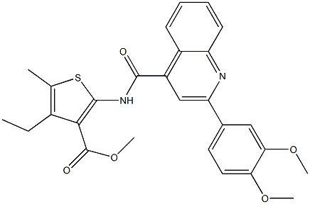 methyl 2-({[2-(3,4-dimethoxyphenyl)-4-quinolinyl]carbonyl}amino)-4-ethyl-5-methyl-3-thiophenecarboxylate Struktur