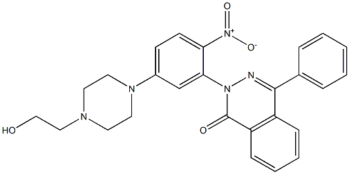 2-{5-[4-(2-hydroxyethyl)-1-piperazinyl]-2-nitrophenyl}-4-phenyl-1(2H)-phthalazinone Struktur