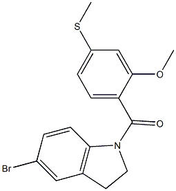 2-[(5-bromo-2,3-dihydro-1H-indol-1-yl)carbonyl]-5-(methylsulfanyl)phenyl methyl ether Struktur